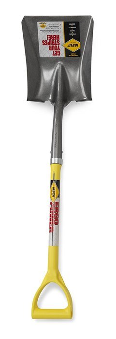 Nupla SSS2D-E #2 Ergo Power Square Point Shovel, Solid Shank Blade, D Grip, 14 Gauge, 27" Handle
