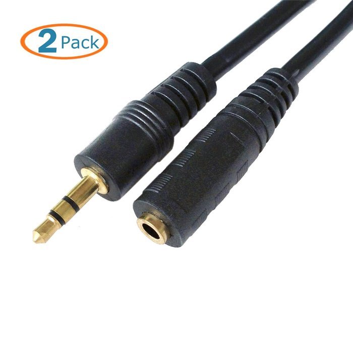 HTTX 3.5mm Stereo Aux Audio Extension Cable Slim Male to Female Type 24K Gold Plated Step Down Design Metal Connectors... N3