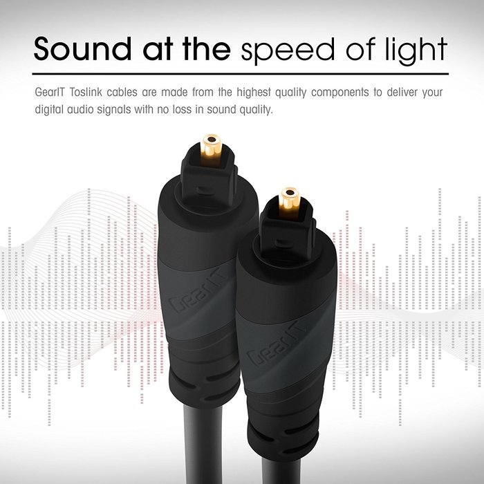 Toslink Digital Optical Audio Cable, GearIT Pro Series TOSLINK Digital Optical Audio Cable 50 Feet for HDTV, PS3... N10