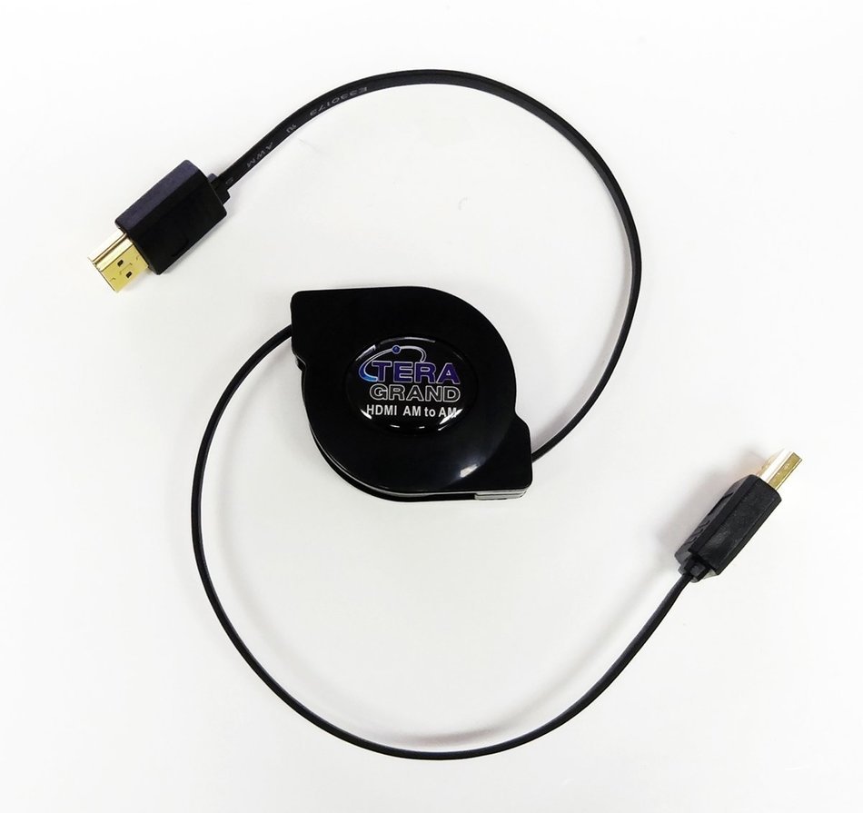 Tera Grand RETH-WH96-BK HDMI A Male to A Male Retractable Cable, 3-Feet N7