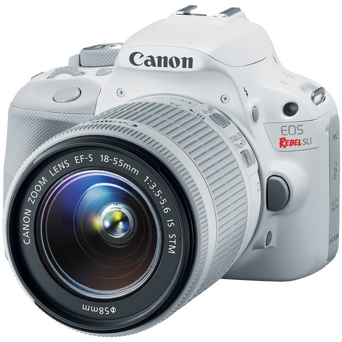 Canon EOS Rebel SL1 Digital SLR Camera & EF-S 18-55mm IS STM Lens (White) with 32GB Card + Case + Battery & Charger...