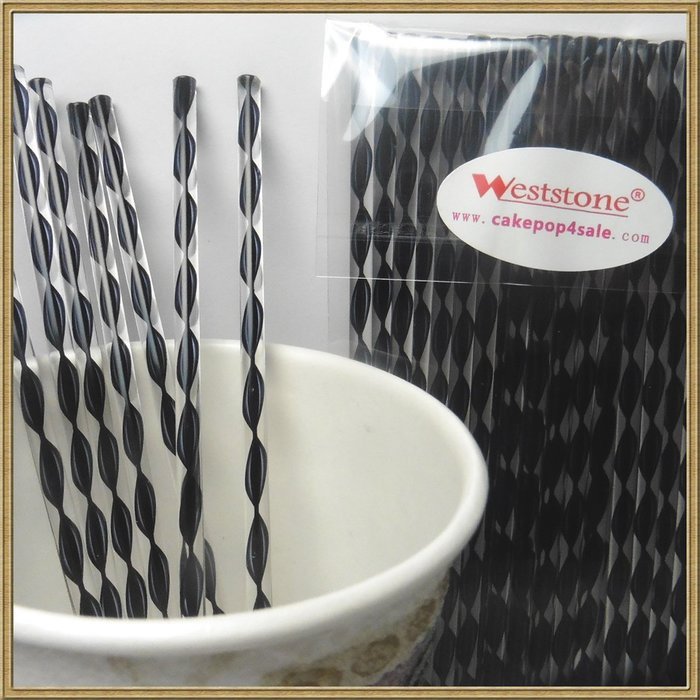 Weststone - 50pcs Colorful Acrylic swirl sticks for cake pop or lollipop candy (Pink) N2