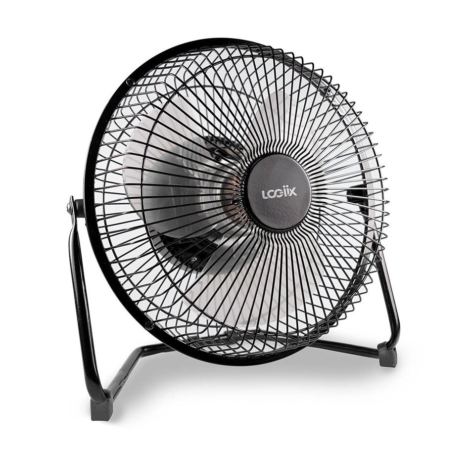 LOGiiX 10&rdquo; Retro Cordless Rechargeable Battery-Powered USB Fan &ndash; Black - Table Fan Go
