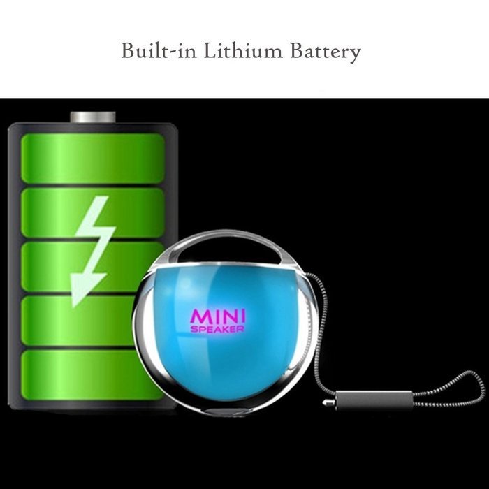 Generic Mini Speaker Built-in Rechargable Lithium Battery Output 3 Watts With Foldable AUX Cable(Blue)