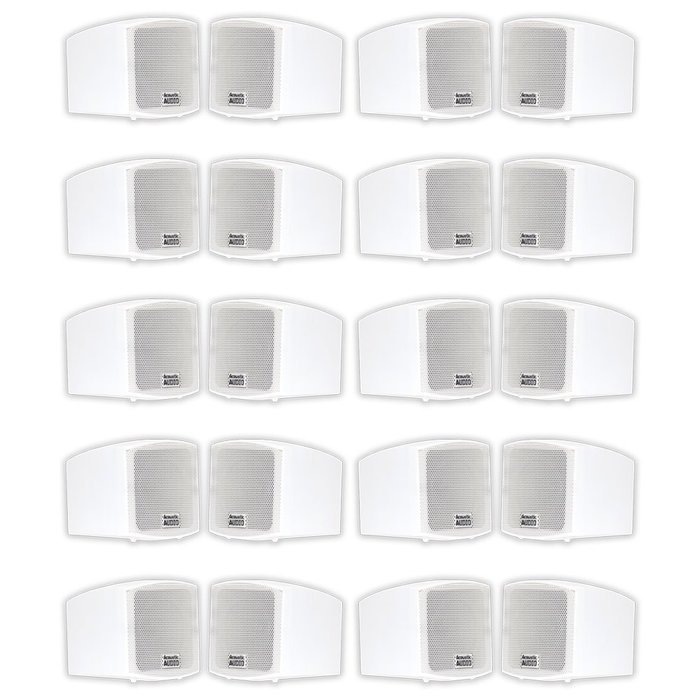 Acoustic Audio AA321W Mountable Indoor Speakers 4000 Watts White Bookshelf 10 Pair Pack AA321W-10Pr