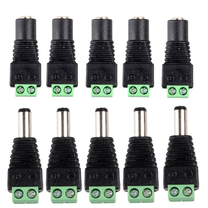 FolioGadgets 5.5mm x 2.1mm DC Power Connector, 2.1mm x 5.5mm Female & Male DC Plug for Led Strip CCTV Camera 1... N2