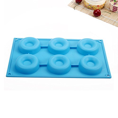Generic 6 Cavity Donut Pan, Silicone Baking Cake Cookie Mold (Blue)