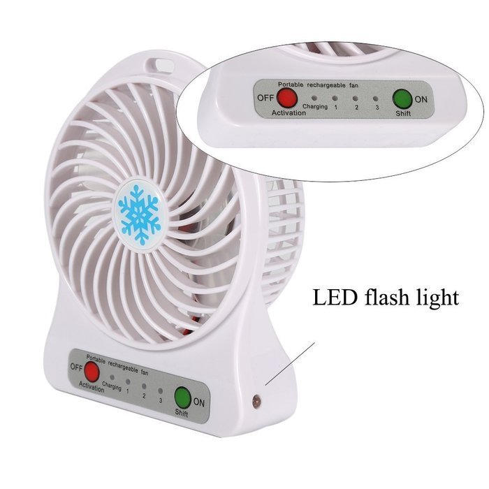 Portable Mini Table Fan with LED Light SiFree 3 Speeds Rechargeable Desktop Air Cooler (White) N7