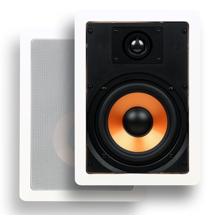 Micca M-6S 6.5 Inch 2-Way In-Wall Speaker with Pivoting 1" Silk Dome Tweeter (Each, White)