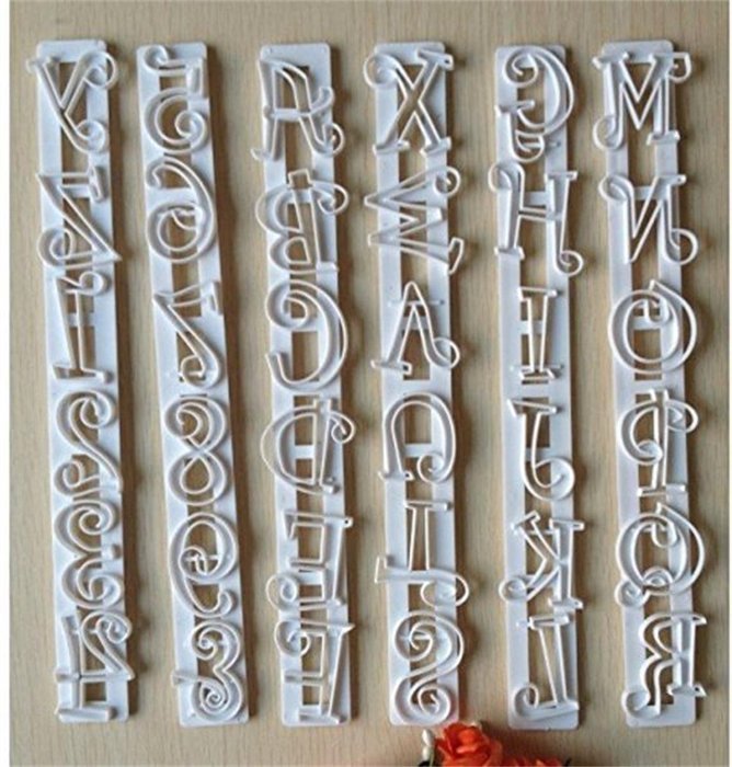 Starry Night 6pcs Alphabet Number Letter Fondant Cake Frill Edge Sugarcraft Cutter Mold Tool