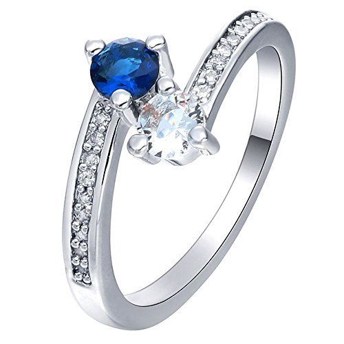 Dazzling Women 925 Silver Round Cut White&Blue Sapphire Ring Wedding Jewelry (9)