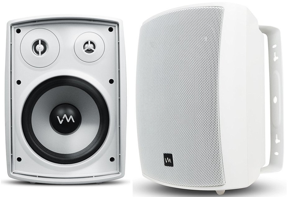 VM Audio SR-WOD5 White Pair Waterproof Indoor/Outdoor Patio Speakers with Wiring