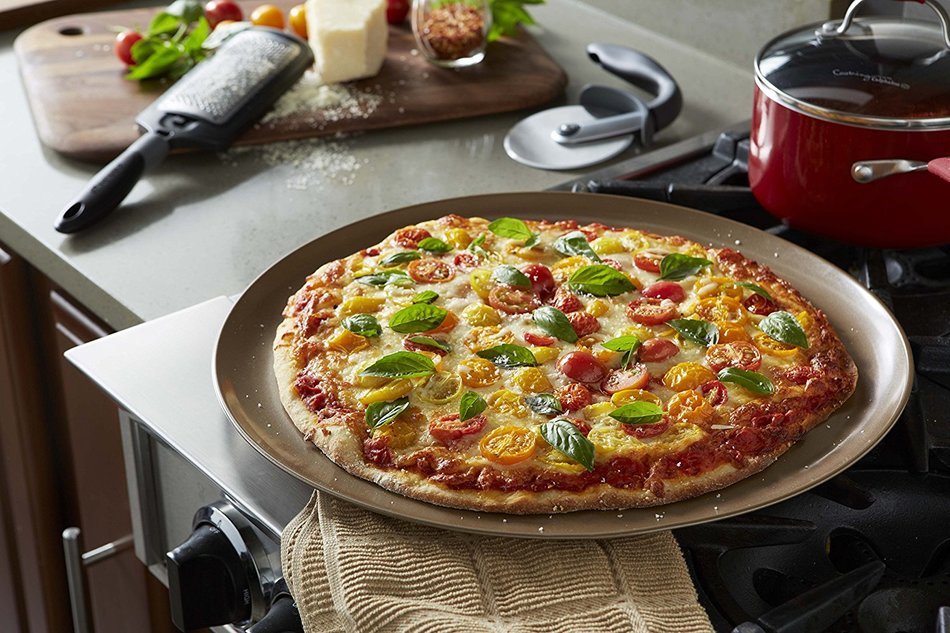 Calphalon Nonstick Bakeware Pizza Pan, 16", Toffee