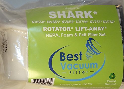 Shark NV650 HEPA, Foam & Felt Filter Bundle Fits NV650 NV651 NV652 NV750 NV751 Vacuums Part # XFF650 & XHF650... N2