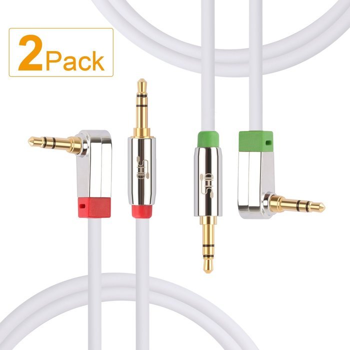 Super HD 3.5mm Aux Stereo Audio Cable Angled Male Type 24K Gold Plated Step Down Design Metal Connectors with... N6