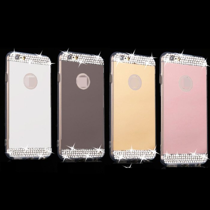 iPhone 7 Glass Mirror Case-Auroralove Silver Luxury Beauty Makeup Case Soft Slim Glass Mirror Case Rubberized... N6