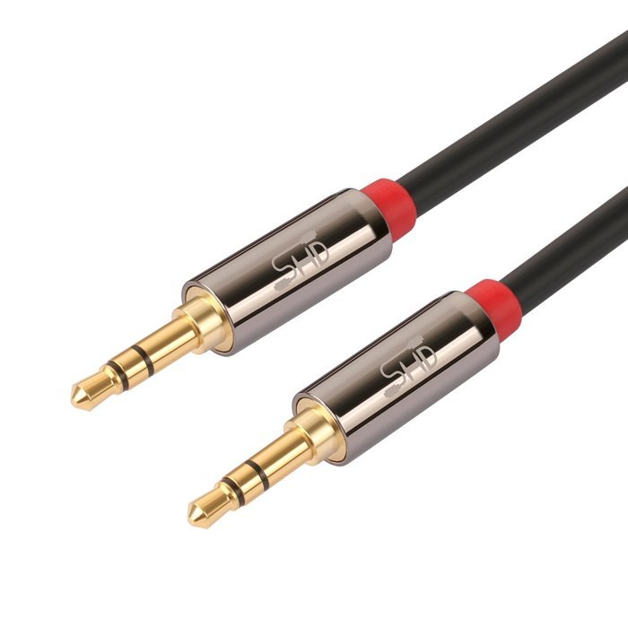 Super HD 3.5mm Aux Stereo Audio Cable Angled Male Type 24K Gold Plated Step Down Design Metal Connectors with... N9
