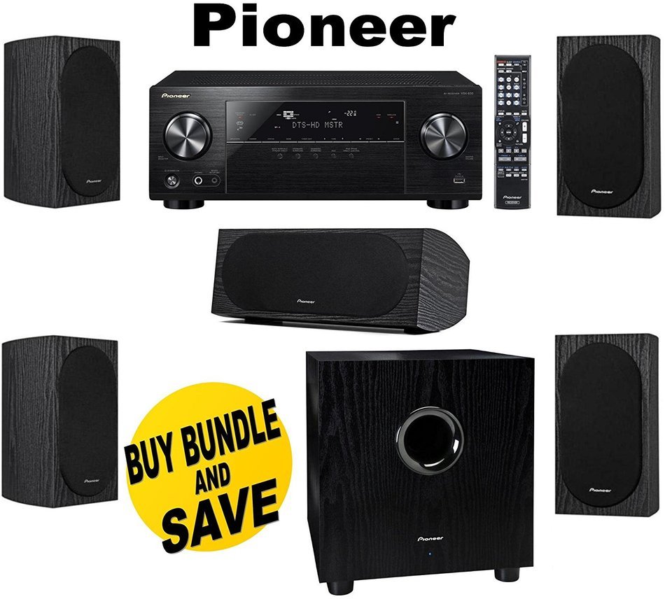Pioneer VSX-830-K 5.2-Channel AV Receiver with Built-In Bluetooth and Wi-Fi (Black) + 2 Pairs of Pioneer SP-BS22...