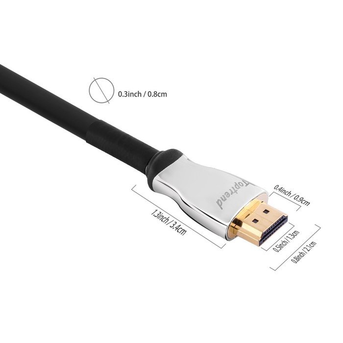Toptrend High Speed 21Gbps HDMI Cable -Gold Plated Connector Tips- with Ethernet-Supports Ultra HD 4K 60Hz 3D... N8