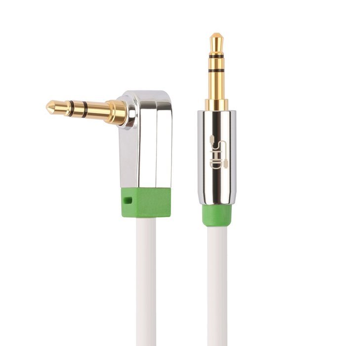 Super HD 3.5mm Aux Stereo Audio Cable Angled Male Type 24K Gold Plated Step Down Design Metal Connectors with... N11