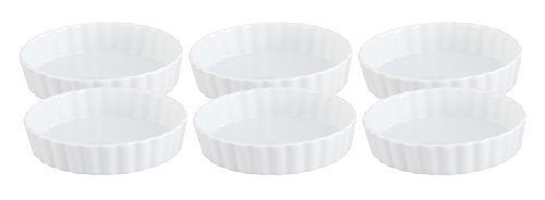 HIC Porcelain Creme Brulee Dish, White, Set of 6