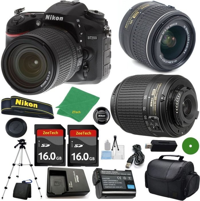 ZeeTech Ultimate Bundle for D7200 DSLR Body, 18-55mm VR Lens, 55-200mm f4-5.6G ED Auto Focus-S DX Nikkor, 2pcs...