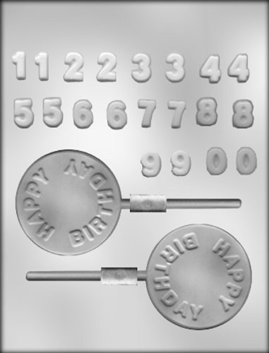 CK Products 2-3/4-Inch "Happy Birthday" Sucker Mold with Numbers Chocolate Mold