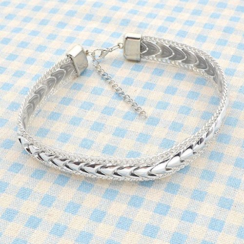 Choker Women Punk Lucky Grass Necklace Plastic Gold Silver Rhinestone Party N5