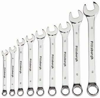 Pittsburgh 9 Piece Metric Fully Polished Combination Wrench Set by Pittsburgh