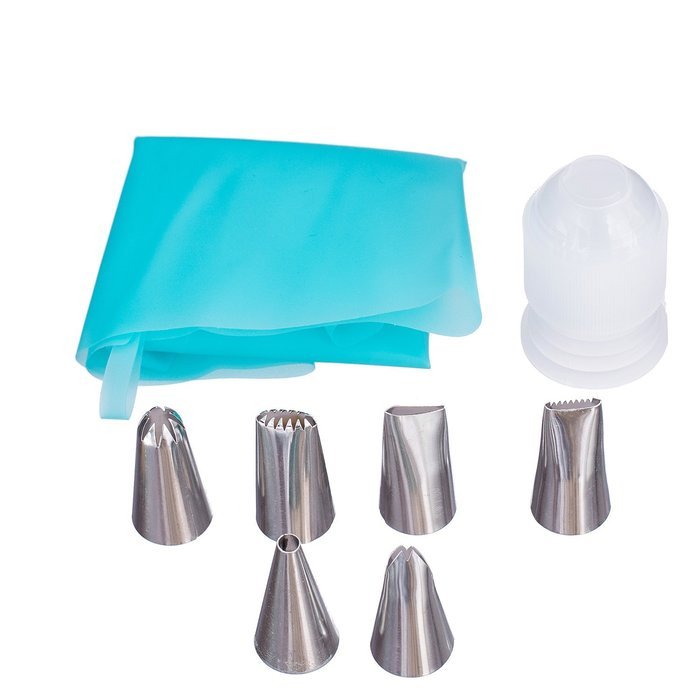 iColor 8 in 1 Cake Decorating Set Cake DIY Decorating Pastry Tips Tool Set Cream Cookies Silicone Reusable Icing... N2