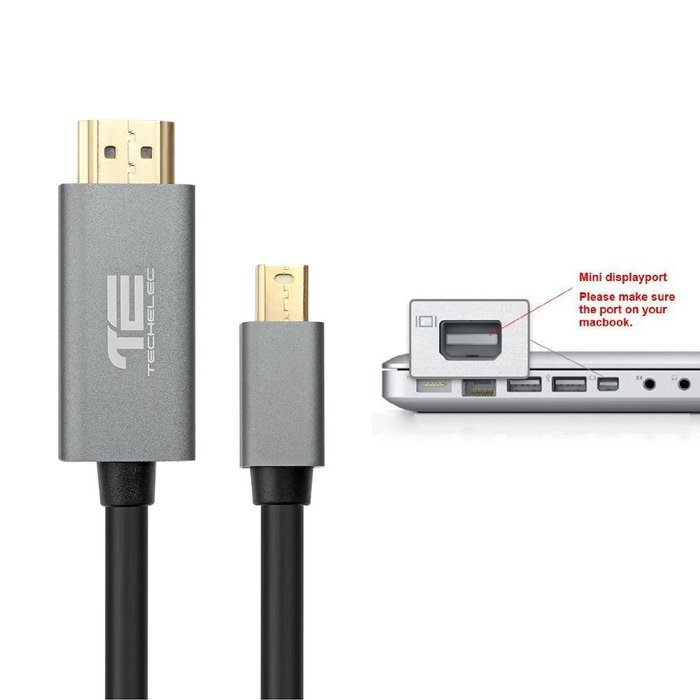 TechElec Gold Plated Mini DisplayPort to HDMI HDTV Thunderbolt Compatible Cable, 6 Feet, Black N6