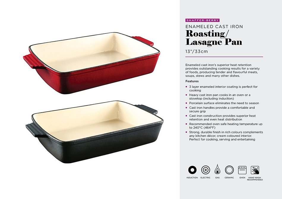 Shaffer-Berry Enameled Cast Iron Roasting Dish 13 Inch - Charcoal N2