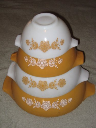 SET OF 4 - Vintage Pyrex " Butterfly Gold " Cinderella Mixing Nesting ...