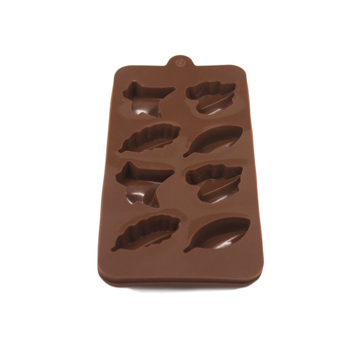 Sorbus Silicone Leaf Arrangement Tray Baking Mold - 8 Pieces per Mold, Brown (Set of 2 Trays)