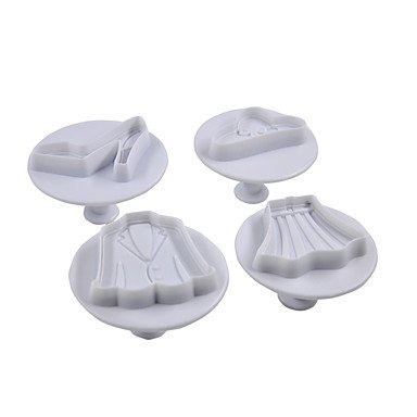 Sher 4Pcs Lady Shose and Cloth Set Fondant Craft Mould Sugar Craft Tools