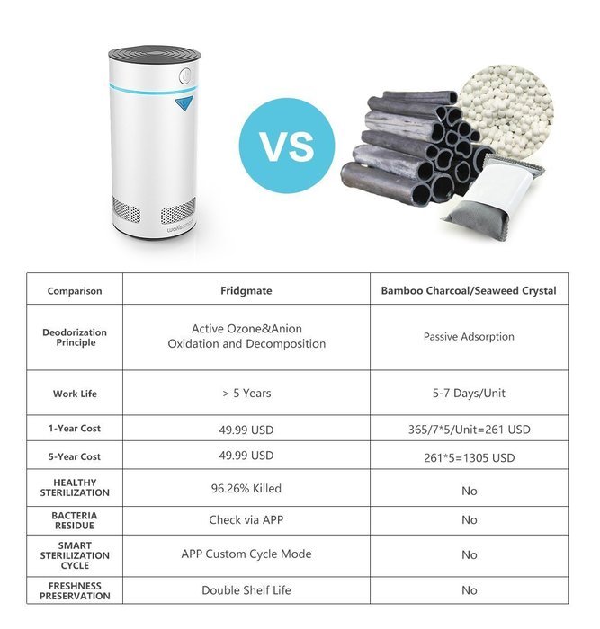 Wokesmart Refrigerator Deodorizer, Ionizer Air Purifier, Fridge Ionic Food Freshener Preserver, Waterproof Ozone... N12