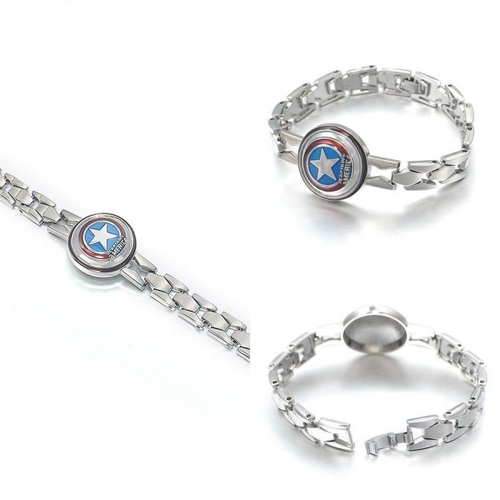 Fashion Jewelry Vintage Marvel Comics Captain America Charm Bracelet Bangle Gift