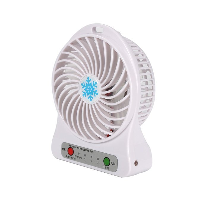Portable Mini Table Fan with LED Light SiFree 3 Speeds Rechargeable Desktop Air Cooler (White) N9
