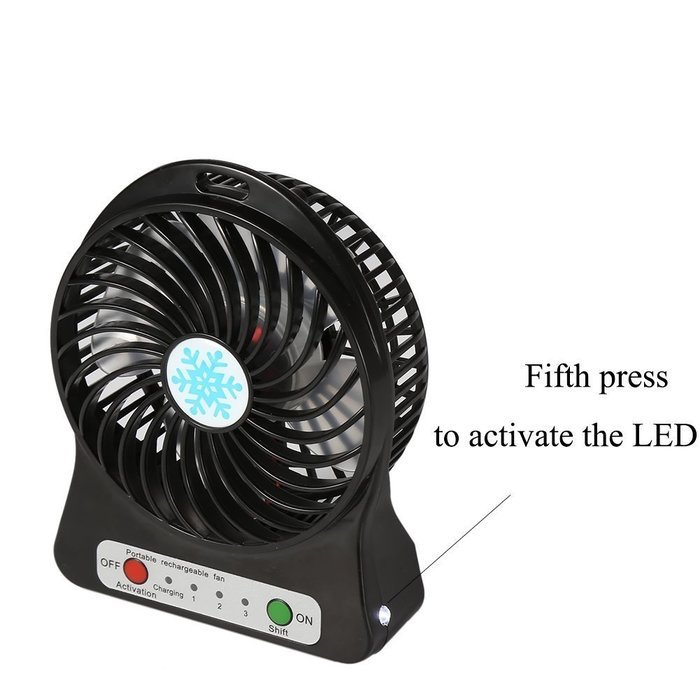 Portable Mini Table Fan with LED Light SiFree 3 Speeds Rechargeable Desktop Air Cooler (White) N11