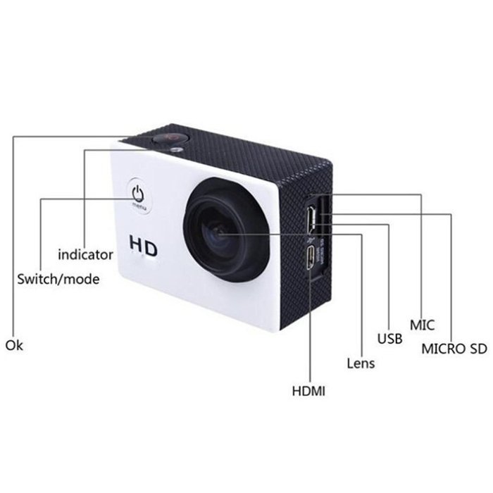 GOLDFOX SJ4000 HD Waterproof Sports DV 720P Action Camera Helmet Bike Car CAM Yellow N4