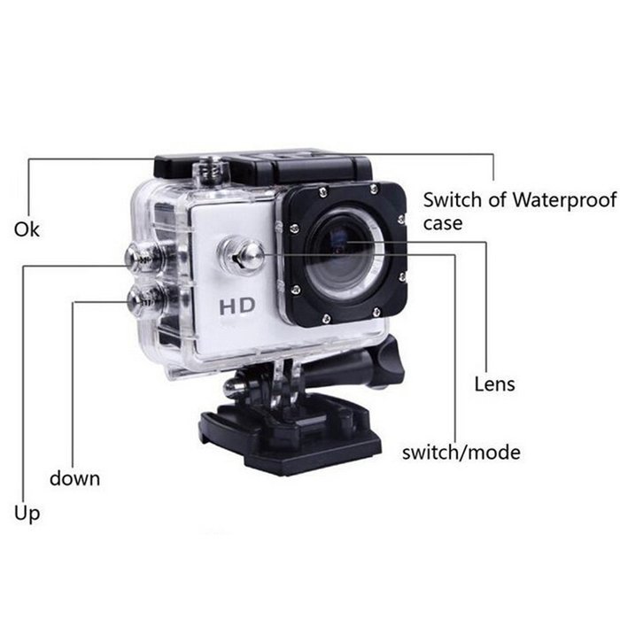 GOLDFOX SJ4000 HD Waterproof Sports DV 720P Action Camera Helmet Bike Car CAM Yellow N5