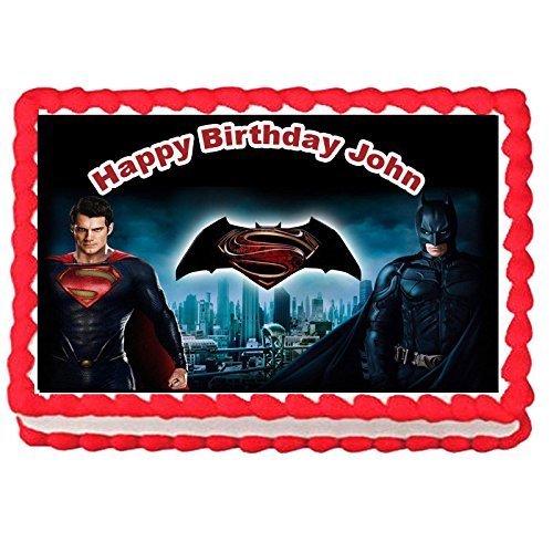 Batman vs Superman Edible Image Cake Topper Frosting Sheet-7.5"x10"(1/4 sheet)