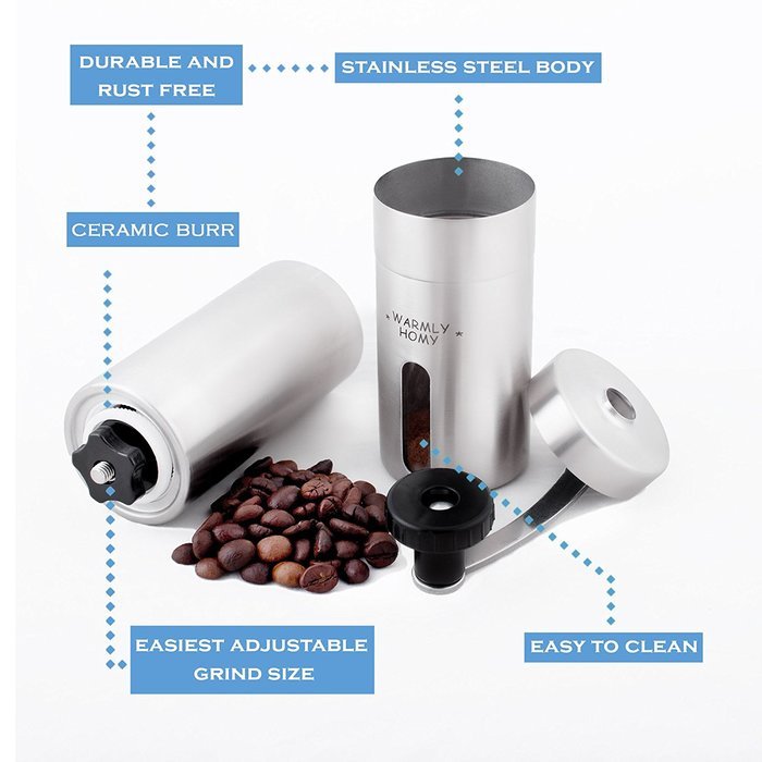 Warmly Homy Stainless Steel Manual Coffee Grinder with EBook N2