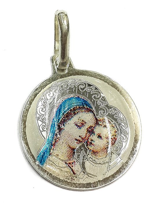 Virgin Mary With Baby Jesus Pendant Silver 925 Russian Save and Protect Amulet N2