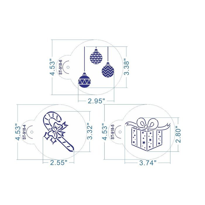 ART Kitchenware 6pcs/set Christmas Stencil Set for Cakes Sugar Decoration Cookie Mold Reusable Stencils for Painting...