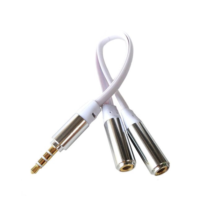 HTTX 4-Pole 3.5mm Audio Male to Double Female Stereo Headphone Jack Splitter Cable Adapter For iPhone iPad itouch... N2