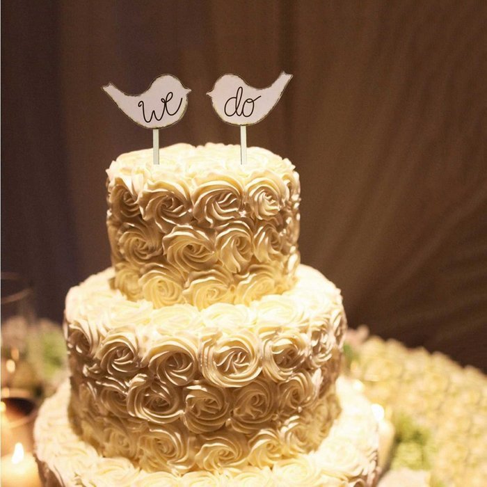 Set of 2pcs we do Love Birds Wooden Cake Topper Sticks Wedding Cake Photo Props N2