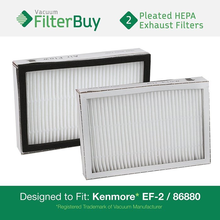 2 - Kenmore EF-2 86880 Exhaust Vacuum HEPA Filters. Designed by FilterBuy to replace Sears Kenmore Part # 20-86880...