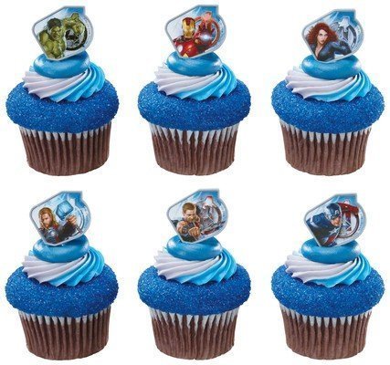 Captain America and the Avengers Super Hero Rings (36 pc) Cupcake Rings / Cake Topper. Featuring Thor, Iron Man...