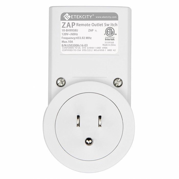 Etekcity Wireless Remote Control Electrical Outlet Switch for Household Appliances, White (Learning Code, 1Rx-... N12